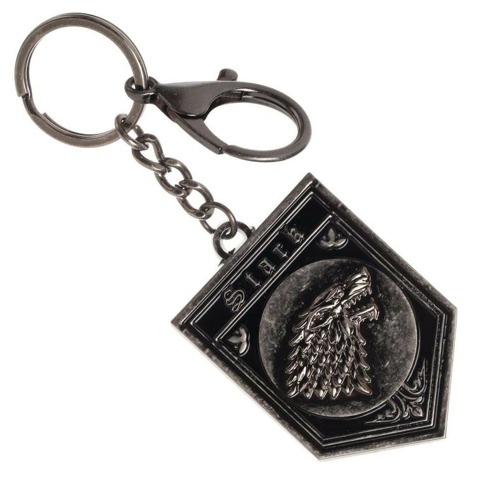 Game of Thrones House Portachiavi in Metallo Forte Portachiavi Dire Wolf Crest - Immagine 1 di 1