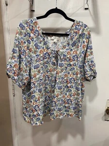 Floral Blouse Size Large Ivory Multi Daisy Chain New With Tags Treasure & Bond - Picture 1 of 6