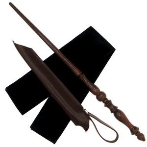 15.25" Hand Turned Elegance Teak Wood Magic Wand Set w/ Holster and Velvet Bag - Picture 1 of 5