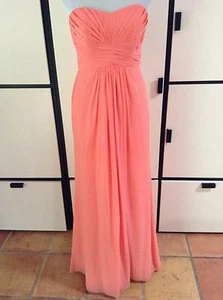 Naranja Coral Gasa Sin Mangas Vestido Largo Vestido Forrado Fluido Sexy Favorecedor Talla 4 - Imagen 1 de 6