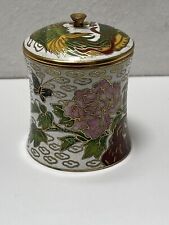 Vintage Miniature Chinese Cloisonné Jar Pot Rooster Flowers Butterflies