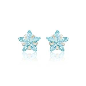 Argento Sterling 6mm acqua stella blu cristallo zirconia cubica borchie/bottone/ - Foto 1 di 1