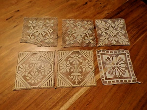 1 Lot de 6 incrustations anciennes en dentelle beige   ( réf 47 ) - Picture 1 of 4