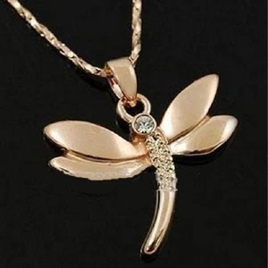 CADENA EN ORO AMARILLO Y COLGANTE CON PRECIOSO DRAGONFLY - Imagen 1 de 1