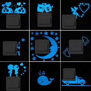 Luminous Switch Wall Stickers Dog Moon Star Glow In The Dark Home Decor Decals - Picture 1 of 16