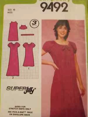 UC Sz 10 Vintage Stretch Chemise Dress Nightgown Sewing Pattern Simplicity 9492 - Image 1 of 2