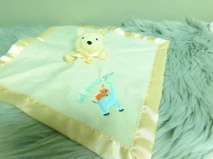 Carters Best Friends Lovey Bear Yellow Fleece Satin Trim Plush Security Blanket - Picture 1 of 4