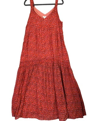 Joie Women size M Maxi Dress Tiered Cotton Lined Red Prairie Cottagecore Hippie - Image 1 of 4