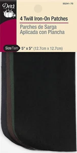 Twill Iron-On Patches, 5 X 5-Inch, 4 Count, Dark Assorted Colors - Picture 1 of 12