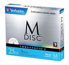 5 Pack Verbatim M-Disc BD-R 25GB Bluray 4x Inkjet Printable 1000 Years Archival