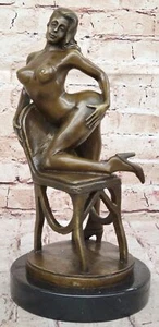 FIGURINE ART DECO Bronze SCULPTURE NUE Très Érotique STATUE FEMME Rare - Photo 1/10
