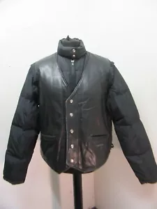 VINTAGE SCHOTT LEATHER DOWN QUILTED JACKET SIZE 46, + DETACHABLE ARMS - Picture 1 of 24