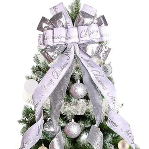 Christmas Tree Topper Christmas Wreath Bow 52 * 13 inches Tree Toppers Bow wi... - Picture 1 of 6