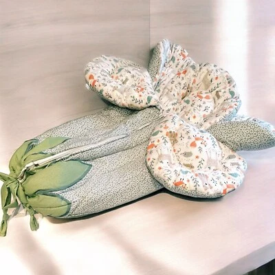 Cochecito de bebé hecho a mano forro cómodo verde gris bosque polar Foto 1 de 4