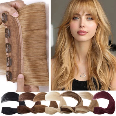 Clip In Human Hair Extensions One Piece Thick Real Remy Hair 3/4 Full Head Wavy - Image 1 of 4