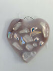 Heart Sun Catcher fused Pink with dicro sparkles 3 x 3in New for Valentine Day