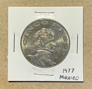 MEXICO 1977 $5 PESOS  COIN VICENTE GUERRERO NICE  BRIGHT  CIRCULATED - Picture 1 of 4