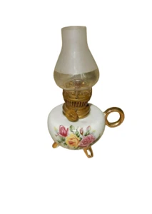 Vintage Arnart Creations white porcelain oil finger lamp w/ flower details - Picture 1 of 9