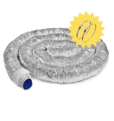 SYSTERM Isolierter ANTIBAKTERIELL Lüftungskanal 10m / 100mm 125mm 160mm 200mm + Klemme