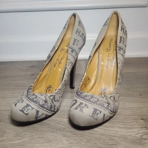 Ed Hardy 11fmt104w Womens Canvas Printed Heels 6 "Love Kills Slowly" - Picture 1 of 10