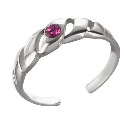 Zehenring Zehring pinker Kristall 925 Silber Zehenschmuck - Bild 1 von 2