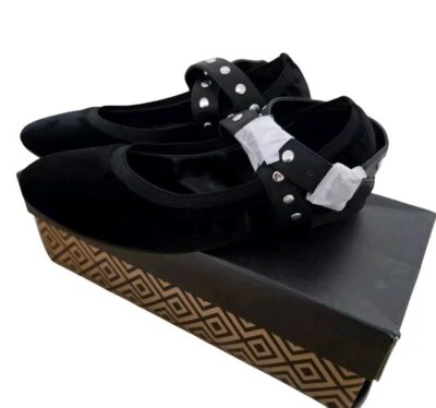 Charles David Dean Womens Black Velvet Ankle Strap Studded Ballet Flats Size 6.5 - Image 1 of 3