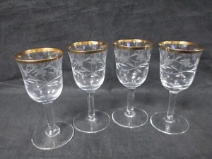 4er SET JUGOSLAWIEN KRISTALL Cordial geätzte GLÄSER Goldrand 4" - Bild 1 von 4
