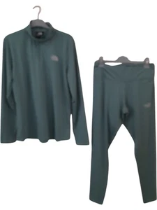The North Face Tracksuit Set Long Sleeve Top Leggings Green Activewear - Picture 1 of 5
