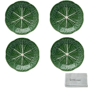 Bordallo Pinheiro Cabbage Green Dessert Plate Set of 4 with A Microfiber Clea... - Bild 1 von 4