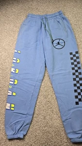 Jordan Jumpman Pants Mens Large Blue Joggers Sweatpants Checkered Logo Stripe - Picture 1 of 18