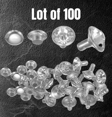 100 Crystal Rivets 6mm-SS30 Rhinestone Rivets Rapid Stud Rivets, White Clear - Image 1 of 4