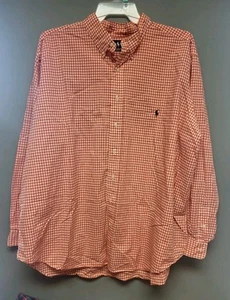 Polo Ralph Lauren Mens 3XB Classic Fit Long Sleeve Button Up Shirt Orange Plaid - Picture 1 of 6
