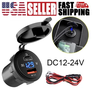 Chargeur Voiture Rapide 12-24V 2 Ports QC3.0 & PD Prise USB C pour Bateau RV Marine - Photo 1 sur 7