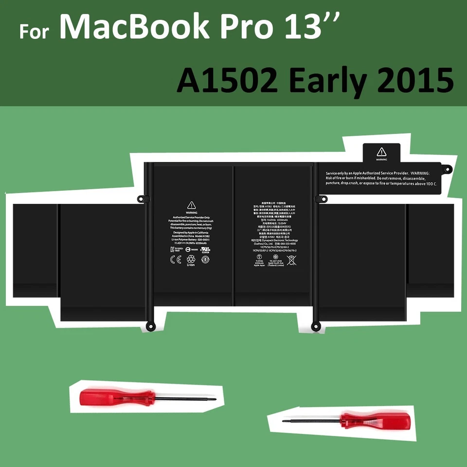 正品 原始设备制造商 A1582 便携式电脑 电池 苹果 MacBook Pro Retina 13" A1502 2015 年初 — 第 1/4 张图片