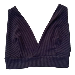Crop top Farm Rio nero scollo a V a costine XS bralette schiena aperta boho festival grunge - Foto 1 di 7