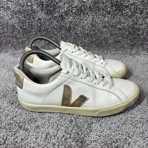 Veja Schuhe Damen 8 Esplar weiß gold Low-Top Leder Freizeit Turnschuhe Schnürschuhe - Bild 1 von 11