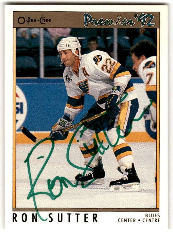 Ron Sutter 1991-92 O-Pee-Chee Premier Auto #95 IN PERSON St. Louis Blues - Image 1 of 2