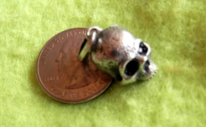 David Yurman Men's Pendant SSilver BLACK DIAMOND 18mm Memento Mori SKULL Pendan - Picture 1 of 11