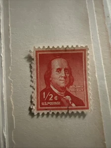 Benjamin Franklin 1/2 Cent Stamp. Red. Very Rare. - Picture 1 of 2