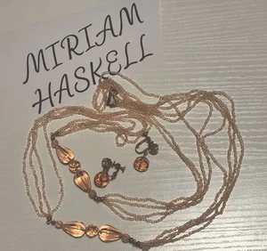 Vintage Miriam Haskell signiert rosa Glasperlen Halskette & Ohrringe Set 1950er - Bild 1 von 13