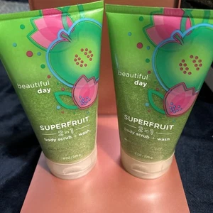 Bath Body Works BEAUTIFUL DAY Superfruit 2 in 1 Body Scrub & Wash, 8 oz NEW x 2 - Picture 1 of 2