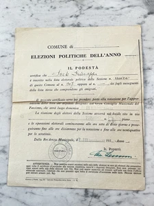 SCHEDA ELETTORALE ELEZIONI POLITICHE 1934 FASCIO FASCISMO  DELEGA OLD DOCUMENT - Picture 1 of 2