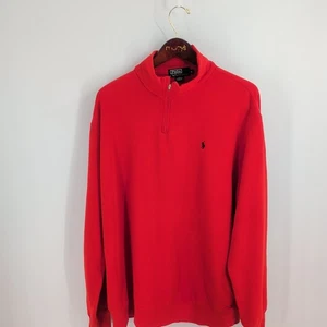 Polo By Ralph Lauren Quarter Zip Classic Pullover Sweatshirt Red Size XL - Picture 1 of 9