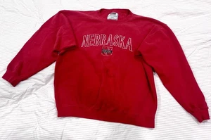Vintage 90’s Nebraska Cornhuskers Men’s Embroidered Crewneck Sweatshirt Size L - Picture 1 of 11