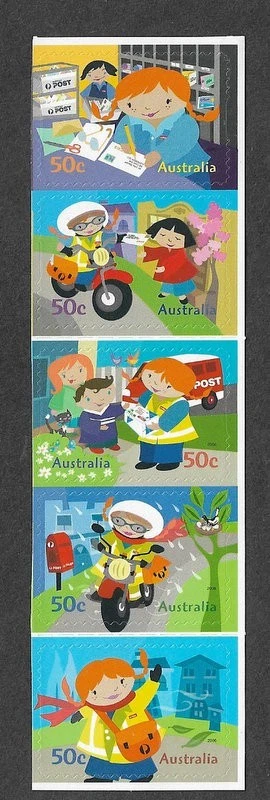 Australia Postie Kate Animación Dibujos Animados MNH Juego Autoadhesivo Foto 1 de 1