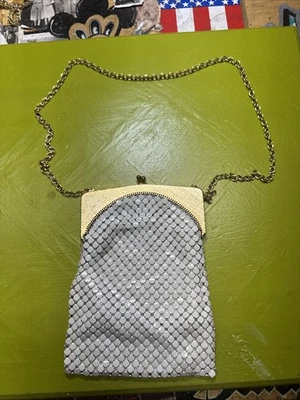 Vintage Whiting and Davis Gold and White Beaded Evening Bag - Image 1 of 4