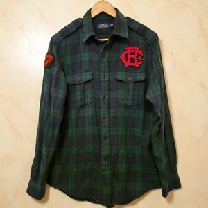 Ralph Lauren Polo Tigers Plaid Tartan Shirt Medium Flannel Embroidered Varsity - Picture 1 of 9
