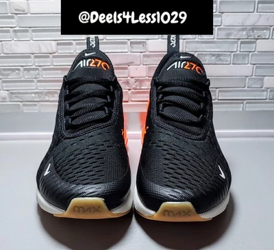 Nike Air Max 270 Running Womens/Kids Black Total Orange White 943345-037 - Image 1 of 4