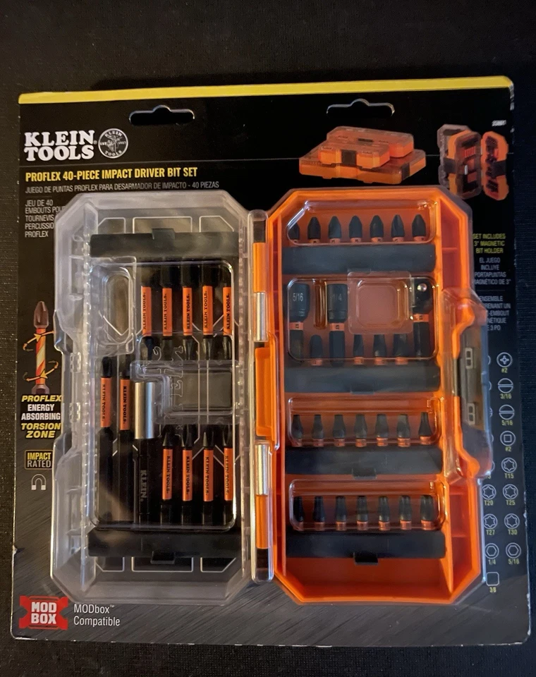 Juego de brocas de destornillador de impacto Klein Tools 33801 con destornilladores de tuerca magnética, ProFlex S2 Foto 1 de 1