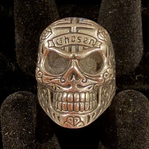 King Baby Skull Ring with Chosen Cross Detail - 20th Anniversary Men Size 12 - Picture 1 of 6